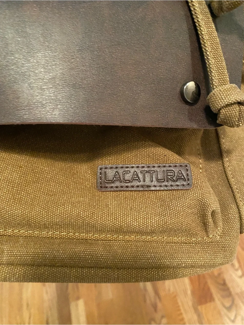 Brown Canvas & Leather Men’s Backpack with Flap